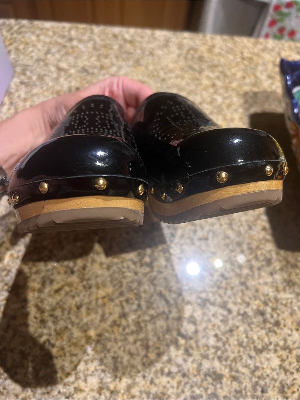 Tory Burch Black Patent Leather Studded Clogs - Picture 2 of 12
